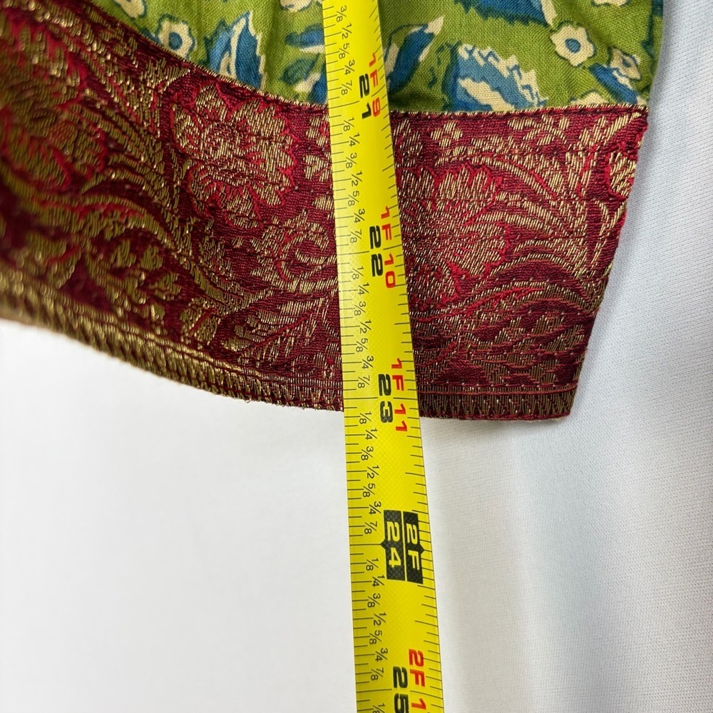 J. Peterman Boho Patchwork Caftan Maxi Dress Duster Size 12 Festival Jaisalmer - Picture 12 of 16
